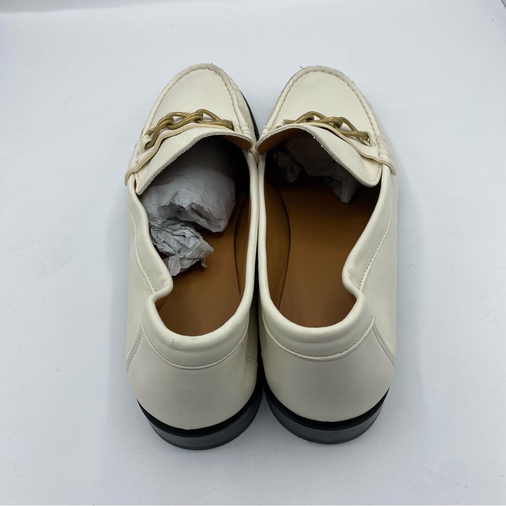 Sezane Vicky Loafers Elegant Cream/White Leather in smooth Ecru chain detail 42 - Picture 4 of 11